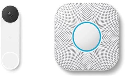 Google GWX3T Nest Doorbell - Wireless 960p Video Doorbell - Smart WiFi Motion Only Doorbell Camera, Snow, 1 Count & Nest Protect - Smoke Alarm And Carbon Monoxide Detector