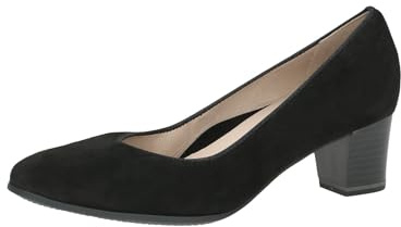 CAPRICE Damen Pumps aus Leder mit Blockabsatz, Schwarz (Black Suede), 42 EU