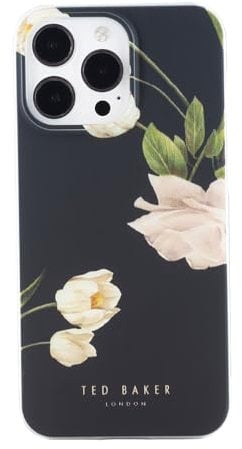 Ted Baker Elderflower Back Shell Case for iPhone 15 Pro Max Black Clear