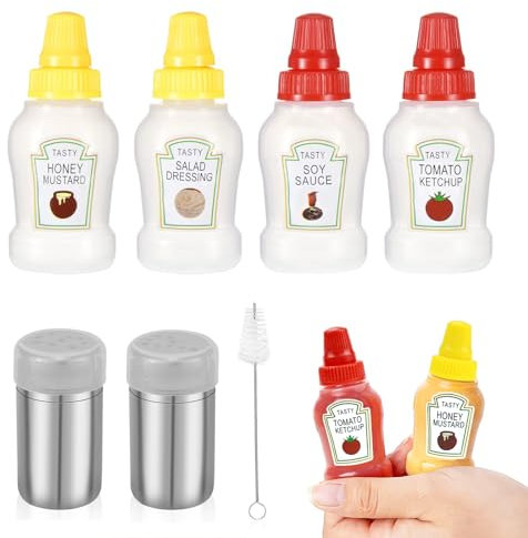 Ruzister Lot de 6 mini salières et poivrières en acier inoxydable pour boîtes à bento, voitures, bureaux, camping et extérieur