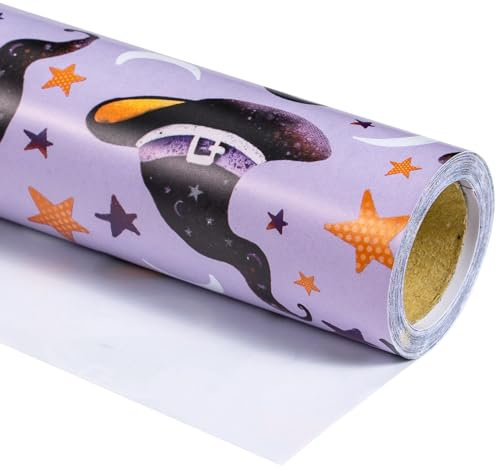RUSPEPA Halloween-Geschenkpapierrolle – Mini-Rolle – Hexenhut-Design, ideal Für Halloween, Feiertage und Partys – 43,2 cm x 10 m