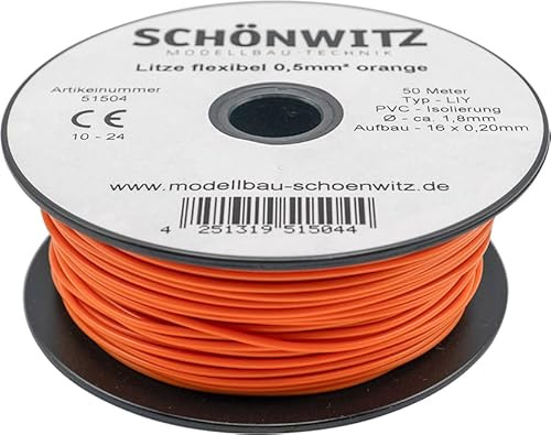 51504 Miniaturkabel Litze LIY 0,50mm² orange (50 Meter)