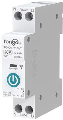 TONGOU Interrupteur intelligent WiFi 1P+N DIY - Interrupteur intelligent Wi-Fi 20 A - Application iOS Android - Télécommande TUYA/Smart Life - Pour Smart Home - Commande vocale et chronométrage