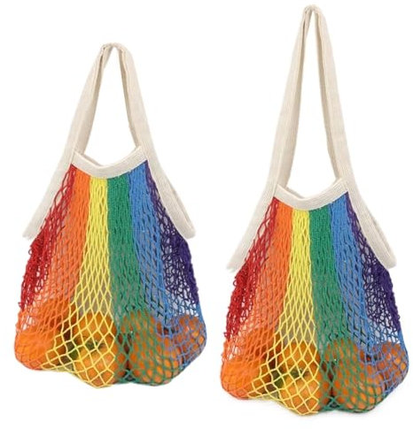 Osuter 2 Piece Einkaufstasche Netz Wiederverwendbar,Netzbeutel Groß Einkaufsnetz Obst Gemüse,Ideal für Den Einkaufen und Die Installation von Strand Spielzeug Camping und Mehr