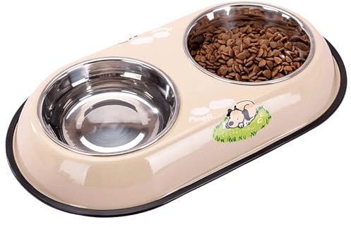 Stainless Steel Dog Bowls for Small Medium Dogs and Cats, Removable Dog Food and Water Bowls, Anti-Slip Double Dog Bowls