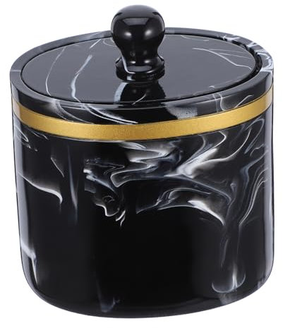 Cabilock Wattestäbchenhalter mit Deckel aus Kunstharz, 200ml, Schwarz
