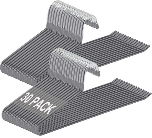 devesanter Hosenbügel 30 Stück MetallKleiderbügel mit offenem Ende und Rutschfester Beschichtung, platzsparend,Multifunktional Kleiderbügel für Hosen für Hosen,Jeans, Handtücher,Schals(grau)