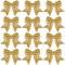 12 Stück Weihnachtsschleifen,12x15cm golden Kränze Schleifen,Geschenkschleife,golden Schleifen Weihnachtsbaum,Weihnachtsschleifen Dekorationen,für Weihnachtsbaum, Geschenkboxen,Weihnachtsdeko,Hochzeit