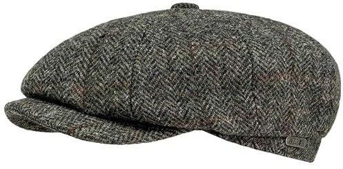 WEROR Schiebermütze Herren – Flatcap Schirmmütze Herrenmütze mit Schirm – Fischgrät Mütze mit Steppfutter - 100% Wolle - Herbst/Winter – WEROR-434.1 (58, Moos)