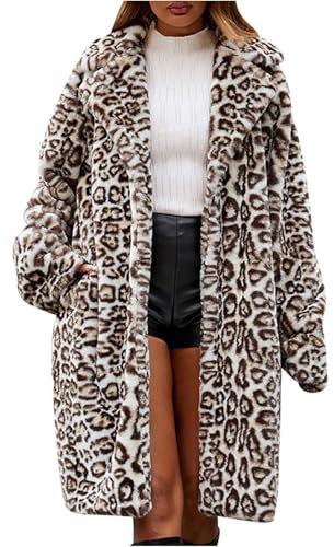 Abrigos de invierno para mujer, chaquetas de invierno para mujer, abrigos largos de pelo sintético, manga larga, cárdigan frontal abierto, chaqueta de forro polar mullido, abrigo cálido para otoño e