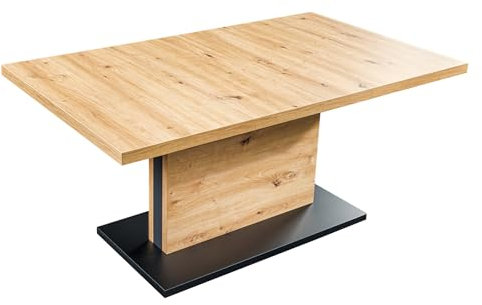 Riess Ambiente Höhenverstellbarer Couchtisch/Esstisch Lift 120-160cm Natur schwarz ausziehbar Asteiche Holz-Design
