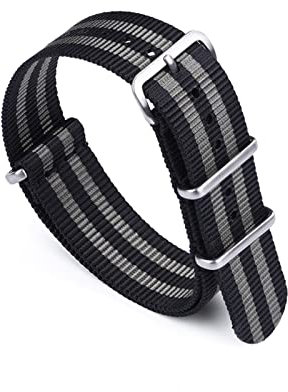 AJASMKLX Premium-Uringbone 20mm 22mm Sicherheitsgurt-Uhr-Band Nylon-NATO-Strap Fit for 007 Fit for James Bond Military Striped Ersatzuhr(Bond,20mm)