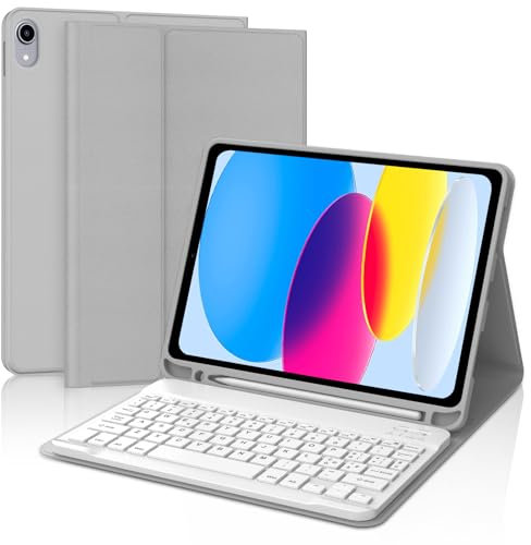 SENGBIRCH Custodia con Tastiera per iPad 10a Generazione 10,9 2022/iPad 11a Generazione A16 11 2025, Italiano QWERTY Rimovibile Wireless Bluetooth Tastiera, per iPad 10a/11a Generazione, Grigio