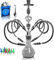 Hookah full set avec 4 tuyaux 22 Big Chicha set pour jusqu'à 4 personnes tout compris bol en céramique | Premium tuyaux | beau vase en verre (Noir K1)