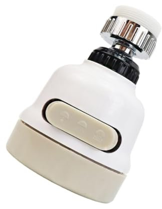 Cruces Aireador Grifo Cocina, Rociador de Agua para Grifo con Cabezal Giratorio 360°, Ajustable y con 3 modos. Color Blanco. Ideal para Antisalpicaduras y Mayor Ahorro de Agua.