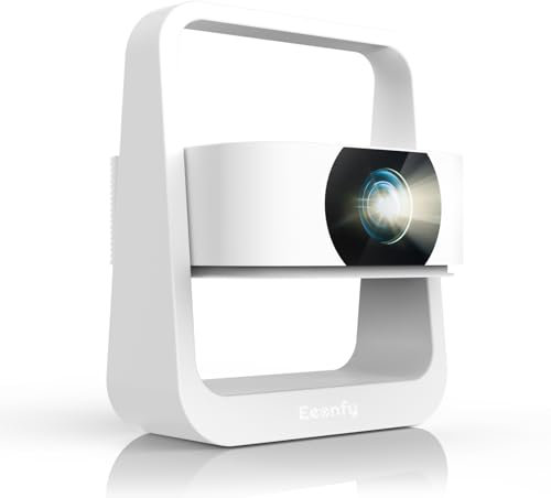 [App Integrada] Eeenfy Proyector Portátil, Proyector TV con E-Focus/Keystone, 350ANSI, 1080P Soporte, Proyector WiFi Bluetooth, Proyector Video 4K Soporte para Cine en Casa, Mejora 2025, Blanco
