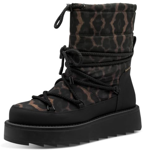 Tamaris Damen WL Lace Boot 1-26846-45, Stivali da Neve Donna, Nero Leopardato, 38 EU