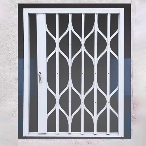 DWSSX Faltbare Fenster-Sicherheitsgitter, Innen-Einbruchschutz, 67 63 59 55 51 47 44 40 36 32 Zoll breit, horizontaler Schiebefenster-Schutzzaun for Zuhause und Gewerbe(Milk,170x110cm)