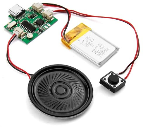 Módulo de Sonido Grabable, Control de Botón, 8MB Memoria Audio Programable MP3 WAV Música Reproductor Placa con Altavoz para Caja de Música, Tarjeta, Creativo DIY Regalo