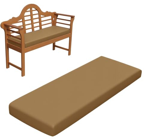 RZYW Coussin de Banc D'extérieur éPais de 5cm, ImperméAbles Coussins pour Banc de Jardin 2/3 Places, Coussin de Siège de FenêTre D'intérieur, pour Terrasse, Canapé, Balancelle,Kaki,115x50cm