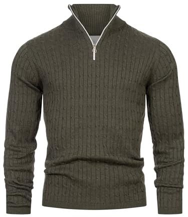 KRONSTADT Herren KSCable Half-Zip Pullover aus Baumwoll-Mix mit Stehkragen | Klassischer Troyer aus Materialmix für Business und Alltag, Herrenpullover, Strickoberteil, Freizeitsweater für Männer
