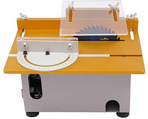 Mini scie circulaire de table professionnelle 300 W pour modélisme, 9000 tr/min, plaque de protection, quatre lames de scie, polissage, sculpture, perçage, or, 24 x 20 x 13 cm