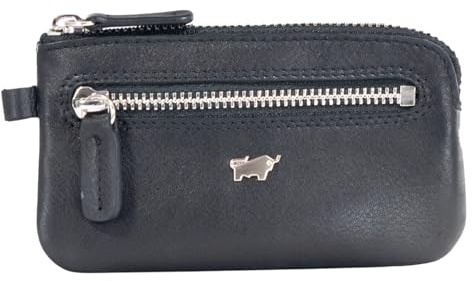 BRAUN BÜFFEL - Schlüsseletui aus echtem Rindsleder Golf - Kleine Schlüsseltasche für Herren & Damen mit Reißverschluss & 2 Schlüsselringen - Zeitlos klassisches Schlüsselmäppchen - Edles Schwarz