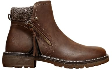 IVACHY Women’s Ankle Boots – Warm Fur Lined Winter Boots with Side Zip Closure, Non-Slip Sole, Casual Short Boots