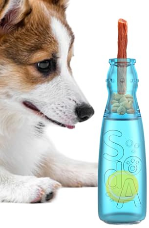 Monozoz Squeaky Dog Toys | Squeaky Dog Toy Bottle with Tennis Ball Inside - Teeth Cleaning Interactive Puppy Chewers for Entertainment Boredom Relief Training Reward Fetch Play