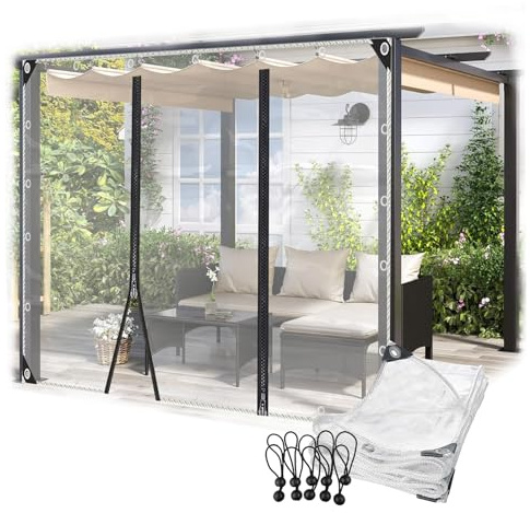 Telo impermeabile per impieghi gravosi, Telo in pvc trasparente con cerniera for gazebo, pergola, patio, resistente a diverse dimensioni(1x1m)