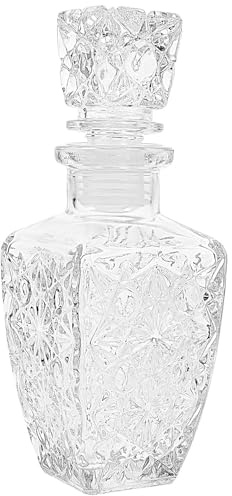 Tofficu Botella para Whisky y Vino de 250 Ml en Vidrio Transparente y Grueso, Decantador Tapón, Recipiente para Licor, Apto para Uso en Bares y Celebraciones