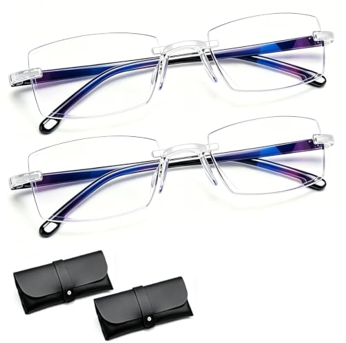 Brille Die Sich Automatisch Der Sehstärke Anpasst, 2 Stück Blaulichtfilter Brille Herren Damen, Autofokus Brille mit Selbsteinstellung, Intelligente Zoom Blaulichtfilter Lesebrille von Nah