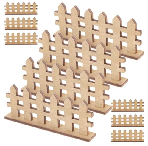 STOBAZA 12pcs Wooden Miniature Picket Fence for Dollhouse and Fairy Garden Decoration, Easy Assembly with Lasting Beauty, Natural Touch Wood Craft for Flowerpots and Micro Landscape Scenes