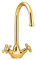 Deva SM057/501 Venetian Mono Kitchen Sink Mixer Tap with Gold Finish 360° Swan Swivel Spout-Easy Use Hot & Cold Brass Flow Cross Handles-for Dual Single Basin-12 Year Warranty
