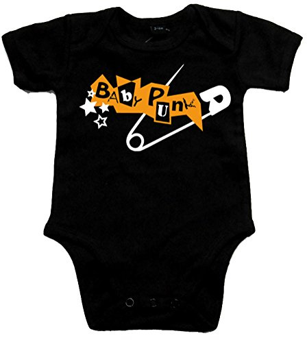 Racker-n-Roll Baby Punk Sicherheitsnadel Baby-Body schwarz