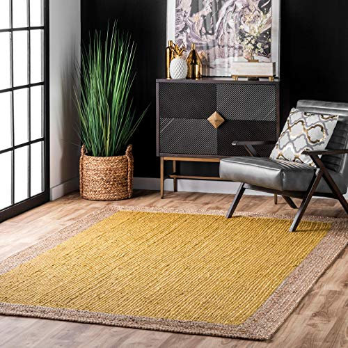 nuLOOM natürlichen Fasern Bordüre Jute Runner Bereich Teppiche, Jute, gelb, 3' x 5'