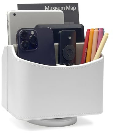 UnionBasic Rotating Desk Organizer, 360 Degree Desk Spinning Caddy, Desktop TV Guide/Mail/Media/Remote Controller Holder Organizer, White