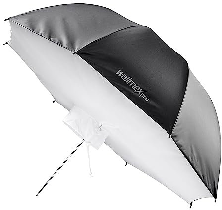 Walimex pro Schirmsoftbox Reflektor Ø 109 cm, Softbox mit silberfarbener Reflexschicht ideal für Porträt- und Produktfotografie, Lichtformer für Studioblitz