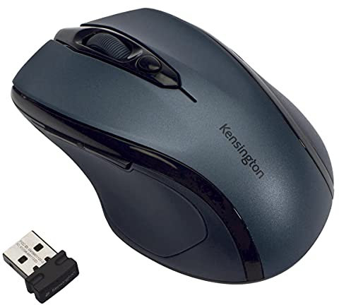 Kensington ProFit Kabellose Maus, Mittlelgroß, Optische 5-Tasten Funkmaus mit ergonomischer Form für Rechtshänder und Plug & Play Betrieb - Kompatibel mit Windows & MacOS, Grau, K72423WW