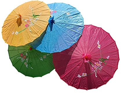 Fat-catz-copy-catz 1x Large Adult Traditional Chinese Japanese Geisha Oriental Wood & Cloth Parasol for Display Sun Umbrella (Randomly selected colour)