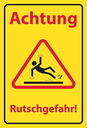 SCHILDER HIMMEL anpassbares ACHTUNG Rutschgefahr Schild 30x21cm Kunststoff, Nr 504 eigener Text/Bild verschiedene Größen/Materialien