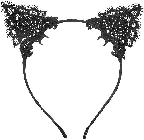 FRCOLOR Spitzen Katze Ohren Stirnband schwarzhaarig Party Band Halloween Kostüm Festival Cosplay für Frauen