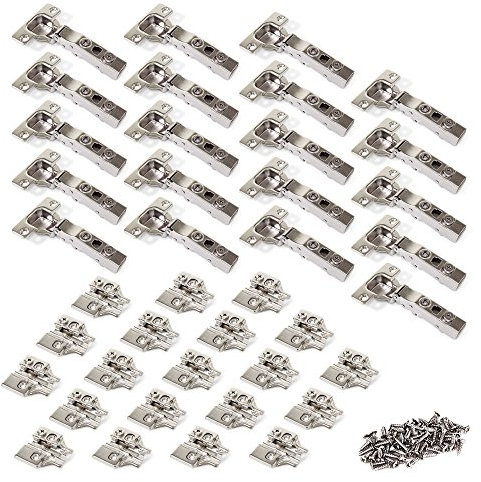 Emuca 1011007 Pack aus 20 Topfscharnieren Ø35mm 100° für sich überlappende Türen und Zusätze zum Festschrauben mit Verbindergehäuse