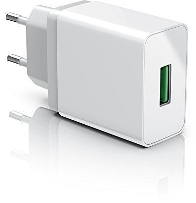 CSL - USB Ladegerät 18W Quick Charge 3.0 - Netzteil mit Schnellladefunktion - Smart Charge Solid Charge intelligentes Laden - geeignet für Handys Smartphones Navis Tablets UVM. - weiß