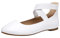 DREAM PAIRS Womens Ballerina Flat Fashion Elastic Ankle Straps Cross Strap Round Toe Comfy Ballet Pumps Dolly Shoes,Size 9,White/pu,Sole_Stretchy