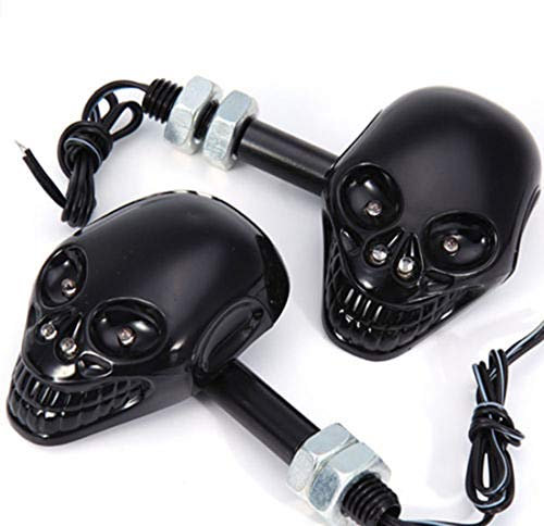Motorrad Schwarz Schädel Universal LED Blinker Kontrollleuchten Fit Für Kawasaki Yamaha Suzuki Harley (Schwarz)