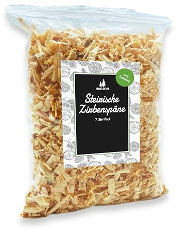 Hagson steirische extra feine Zirbenspäne zum Nachfüllen von Zirbenkissen, 7 Liter Pack, Unbehandeltes Zirbenholz, zum Befüllen von Zirbenkissen, doppelt gesiebt und extra weich (1)