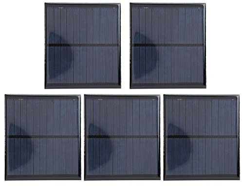 Exliy 5-teiliges Mini-Solarpanel, 6V 2W, 136 x 110 mm, Kristallines Silizium, Glas, Aluminium, Solar-Handy-Ladegerät