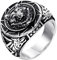HIJONES Herren Jahrgang Runden Signet Wolf Ring Silber aus Edelstahl zum Paare Größe 65 (20.7)