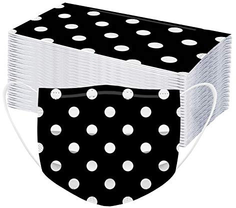 Lulupi 50 Stück Gepunktet Mundschutz Erwachsene Einweg Mund und Nasenschutz Multifunktionstuch Gedruckt Polka Dot Maske Tücher Einmal MNS Staubdicht Atmungsaktiv Halstuch Schals